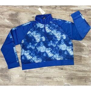 PSK Collective Tie Dye Track Jacket Pullover Quarter Zip Blue Women’s Size XXL